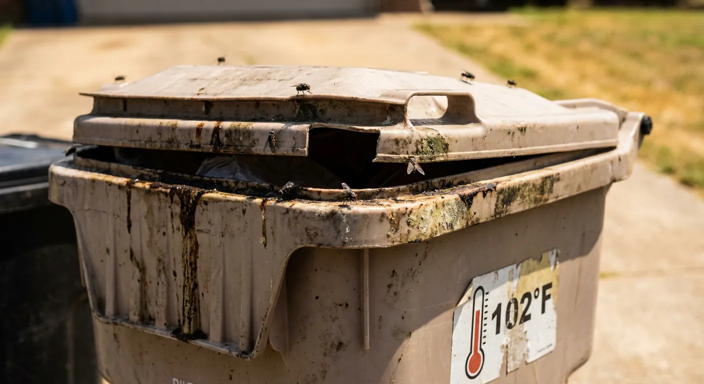 Dirty smelly trash can before professional garbage bin cleaning — Rogers, Arkansas